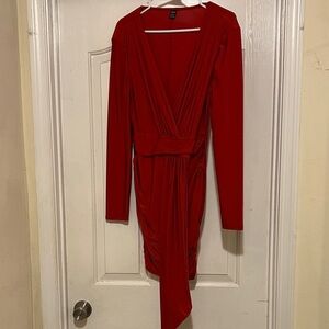 SHEIN Elegant Scarlet Long Sleeve Dress